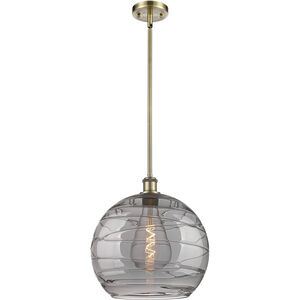 Ballston Athens Deco Swirl 1 Light 13.75 inch Antique Brass Stem Hung Pendant Ceiling Light