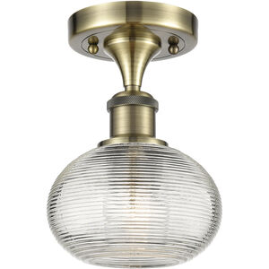 Ballston Ithaca 1 Light 6 inch Antique Brass Semi-Flush Mount Ceiling Light