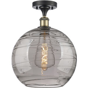 Ballston X-Large Deco Swirl 1 Light 12 inch Black Antique Brass Semi-Flush Mount Ceiling Light, Ballston