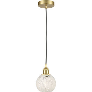 Edison White Mouchette 1 Light 6 inch Satin Gold Cord Hung Mini Pendant Ceiling Light