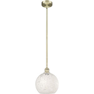 Edison White Mouchette 1 Light 10 inch Antique Brass Stem Hung Mini Pendant Ceiling Light