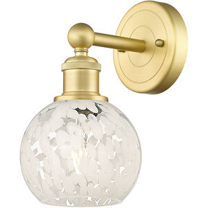 Edison White Mouchette 1 Light 6 inch Satin Gold Sconce Wall Light