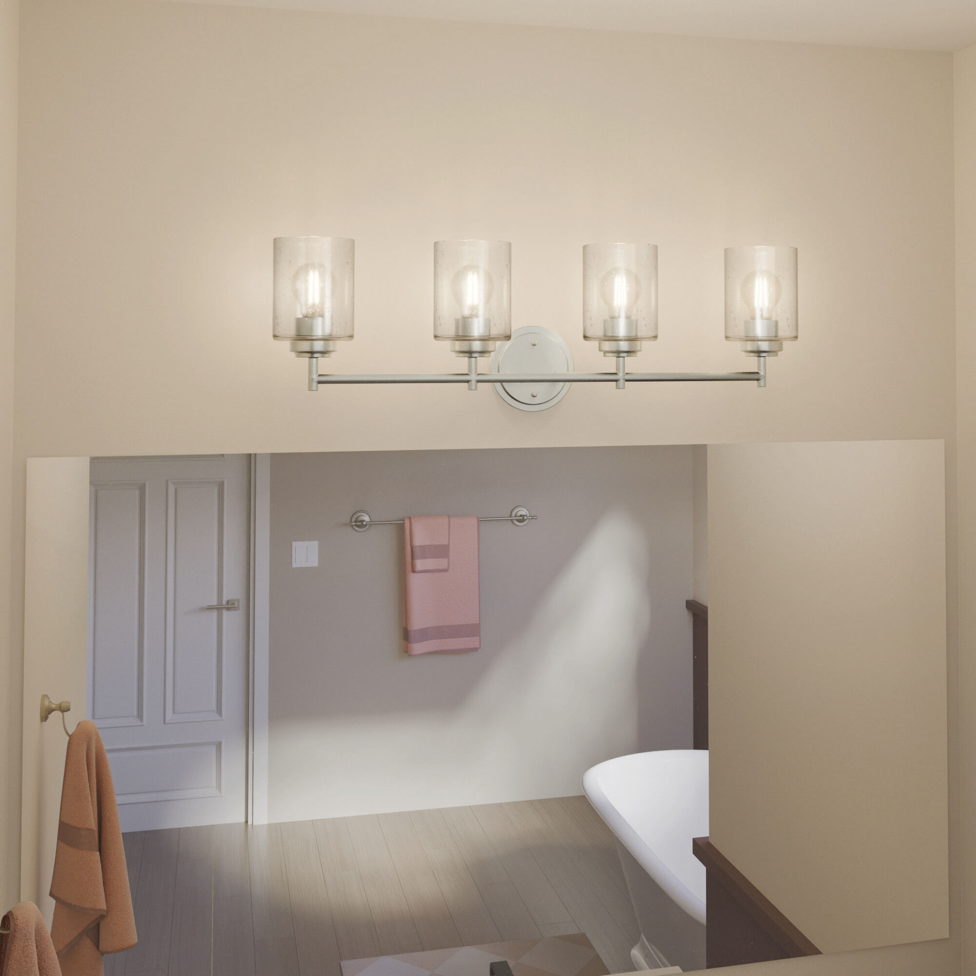 Winslow 4 Light 30 inch Brushed Nickel Wall Mt Bath 4 Arm Wall Light 