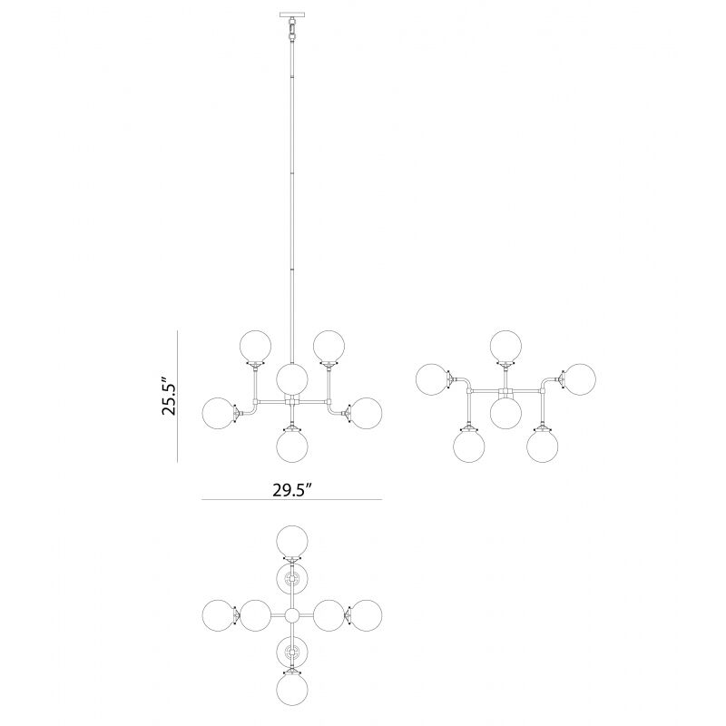 Particles 8 Light 29.5 inch Black and Chrome Pendant Ceiling Light in Chrome and Clear