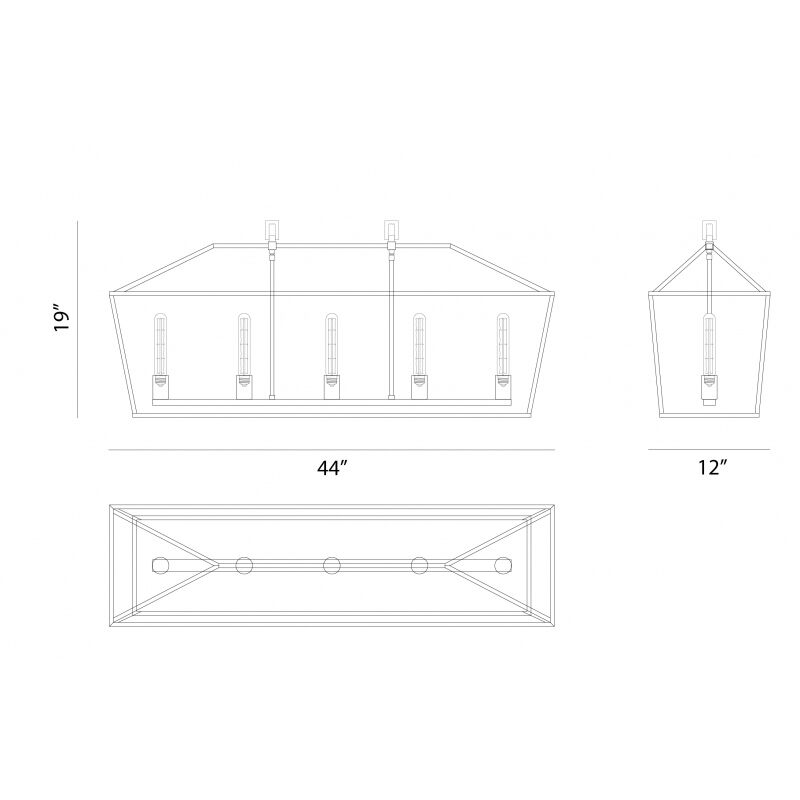 Scatola 5 Light 44 inch Rusty Black and Aged Gold Brass accents Chandelier Ceiling Light