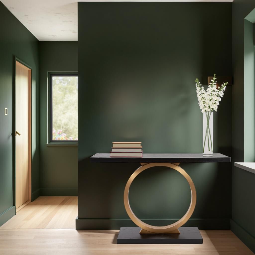 Annular 48 inch Black and Gold Console Table