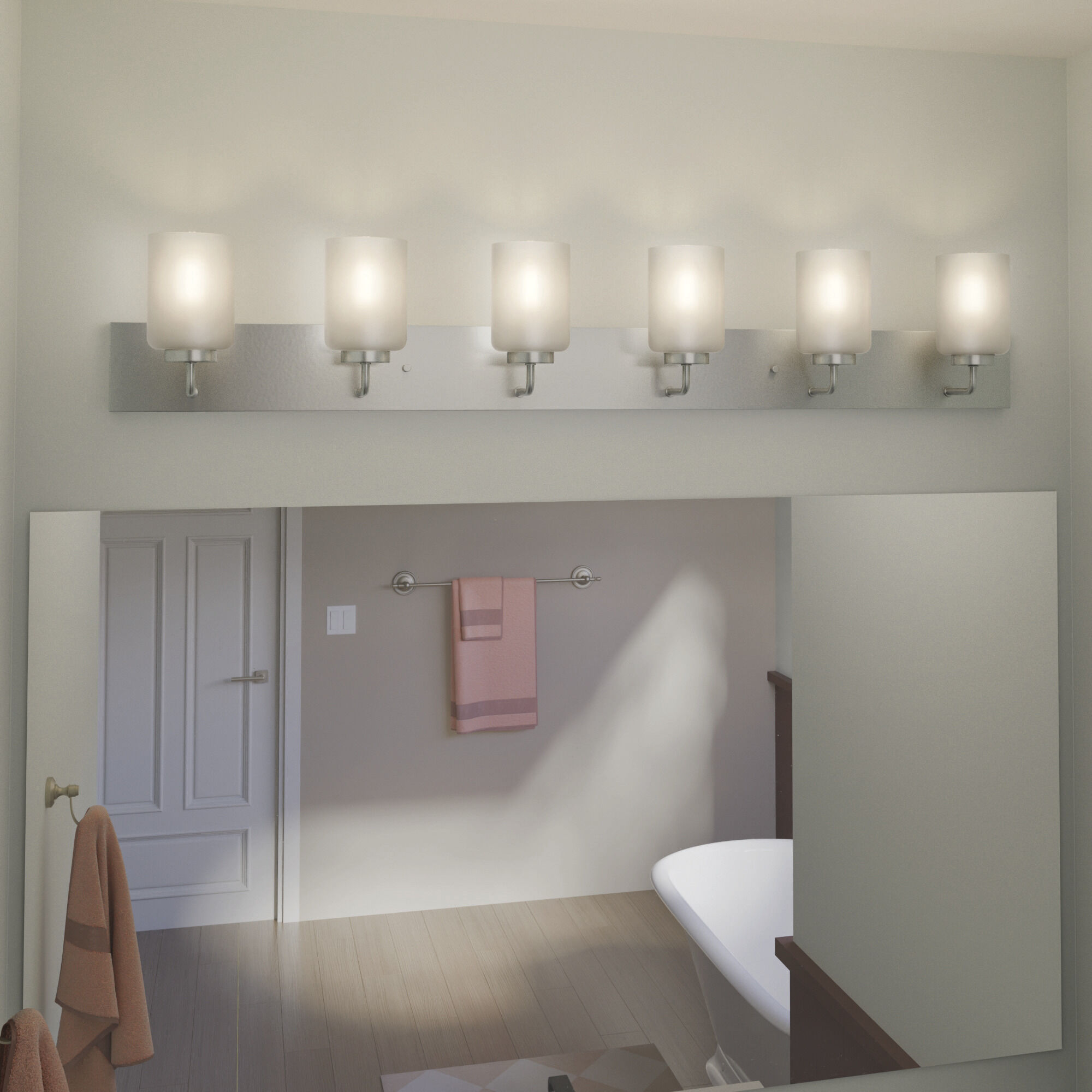 Merry 6 Light 48 inch Brushed Nickel Bath Vanity Light Wall Light