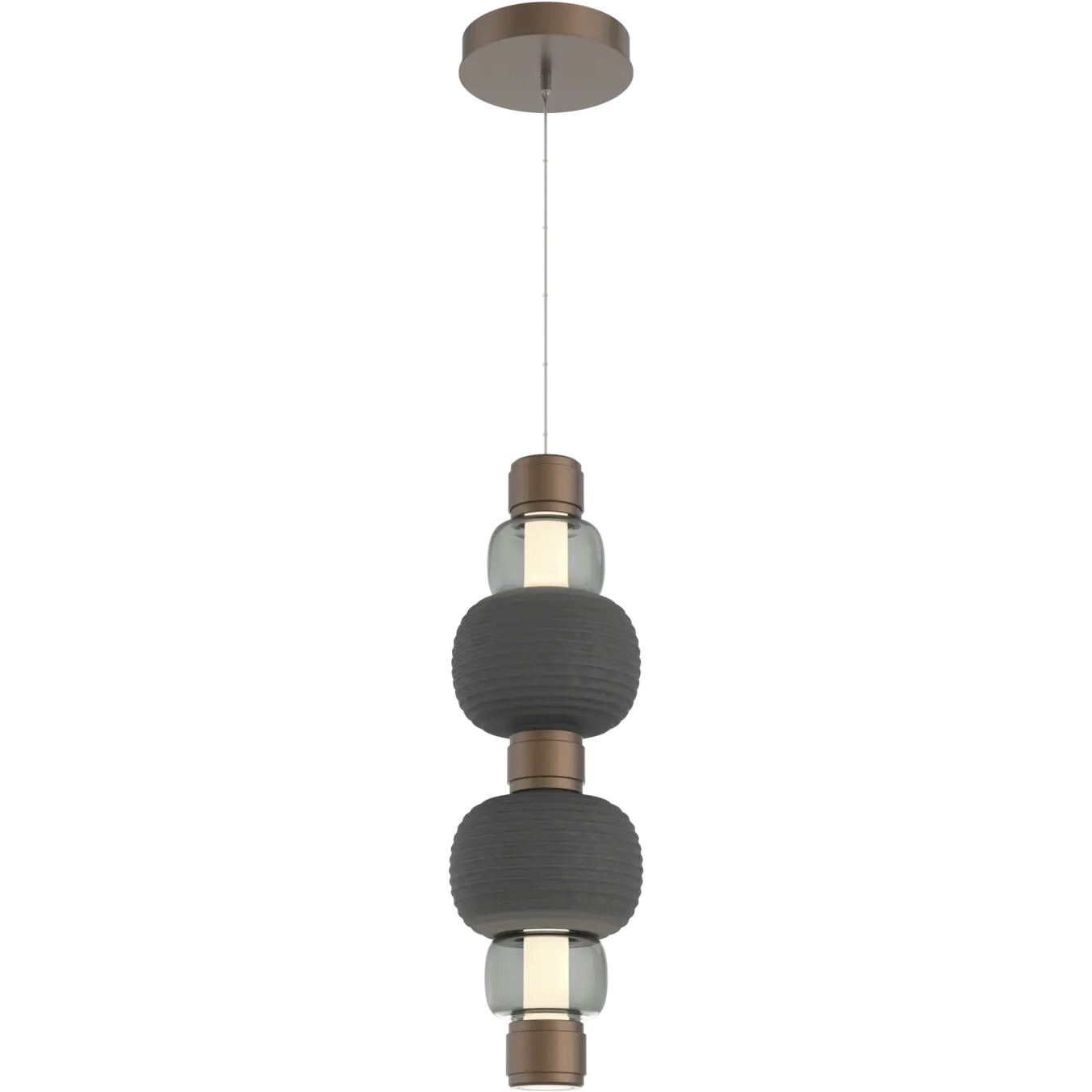 Torno Mandrel LED Burnished Bronze with Charcoal Double Pendant Ceiling Light