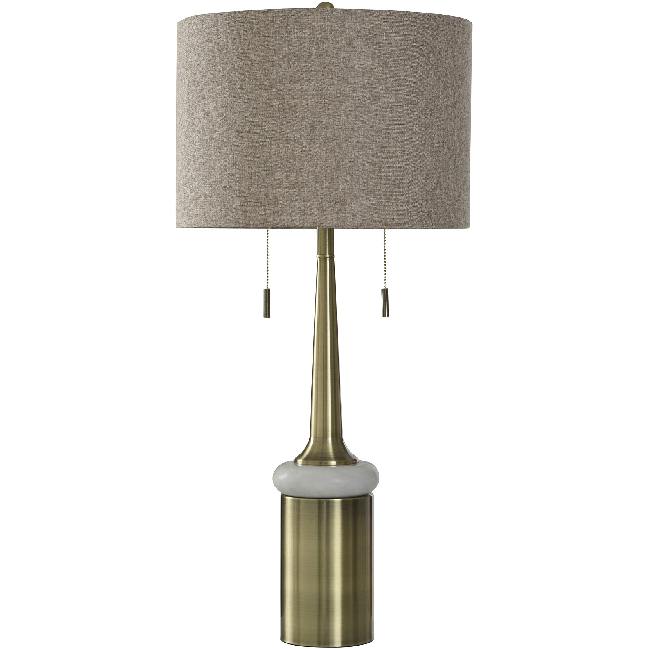 Cameron 34.25 inch 60 watt Brass and White Table Lamp Portable Light