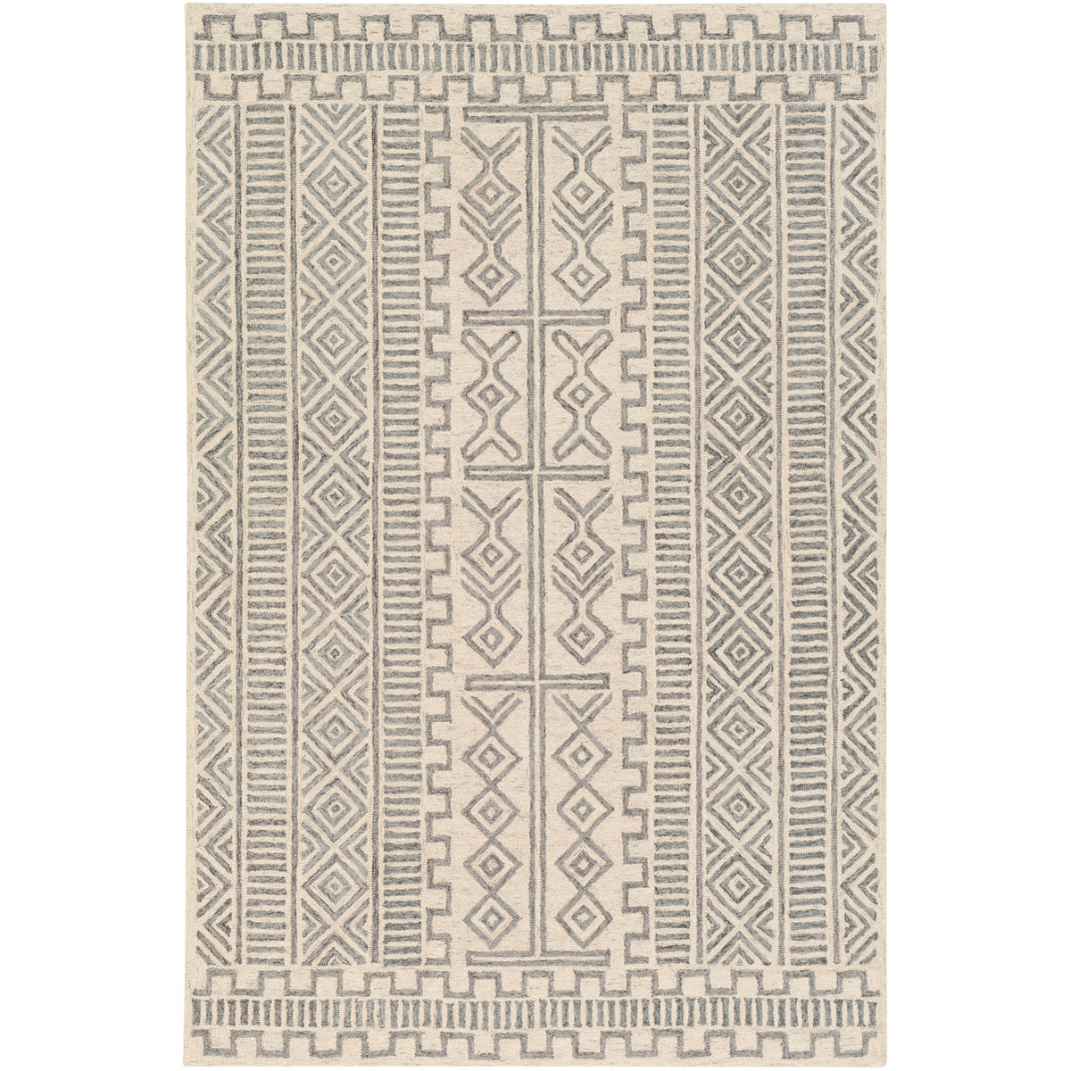 Granada 90 X 60 inch Medium Gray/Beige/Charcoal Rugs