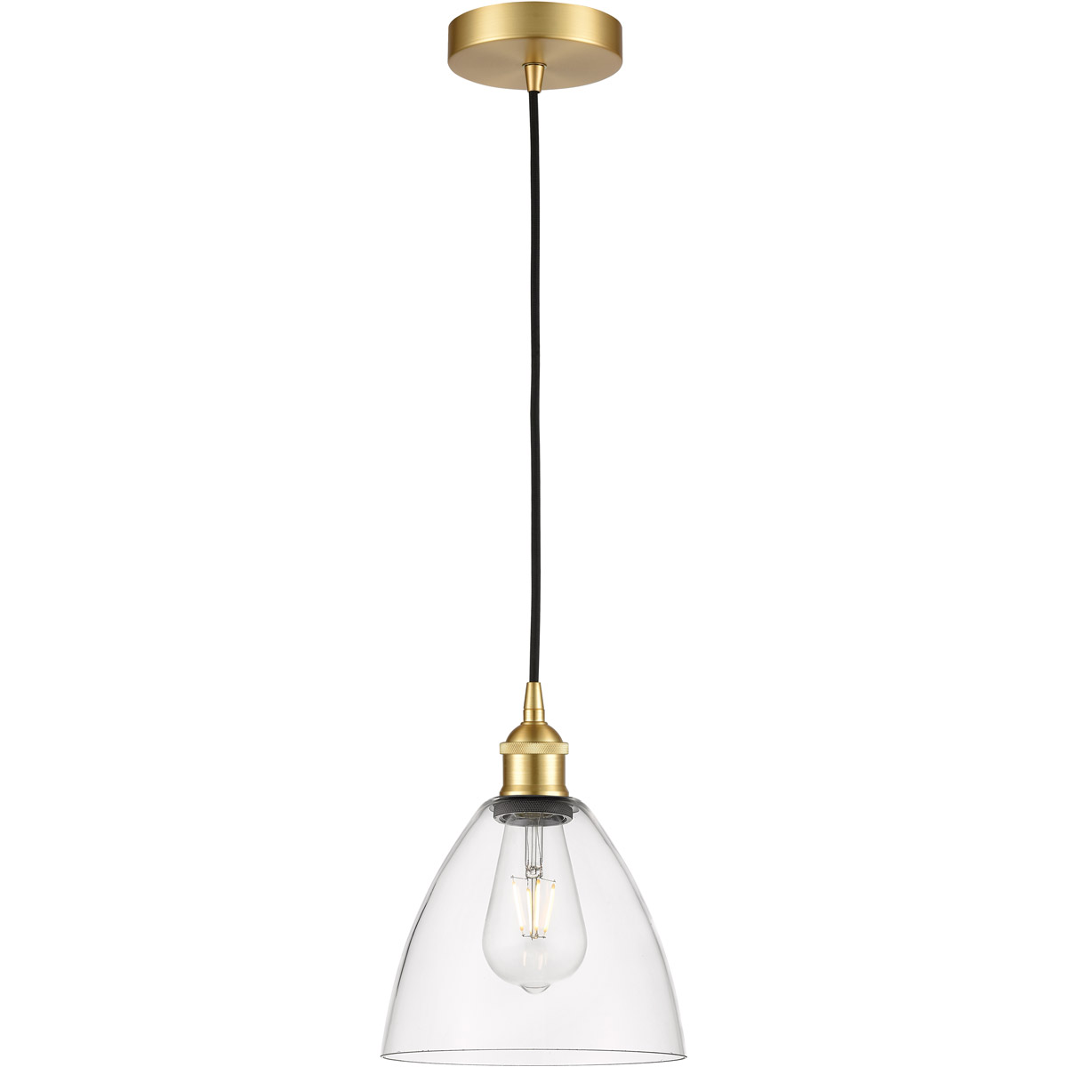 Edison Dome 1 Light 8 inch Satin Gold Mini Pendant Ceiling Light
