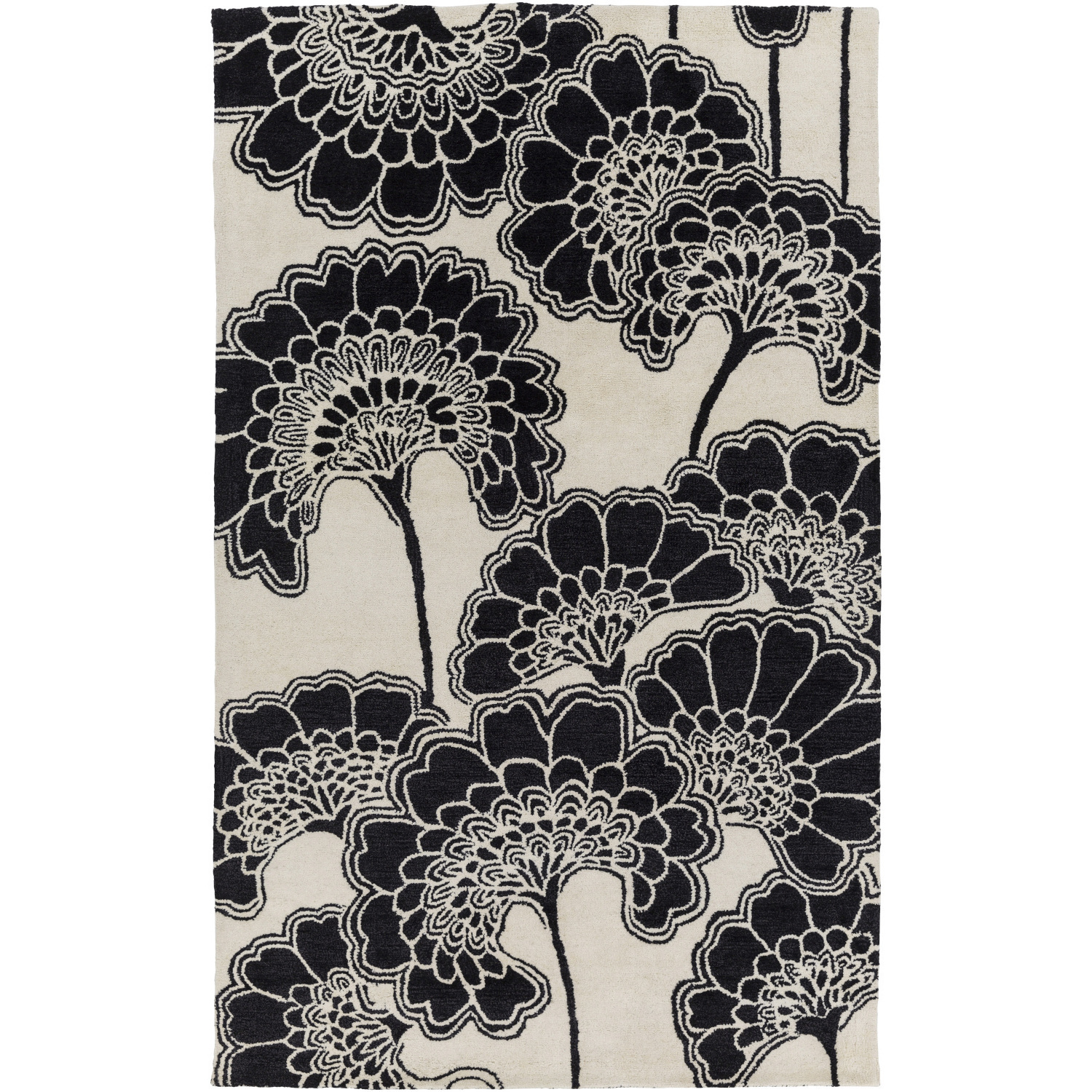 Mount Perry 63 X 39 inch Black/Light Beige Handmade Rug