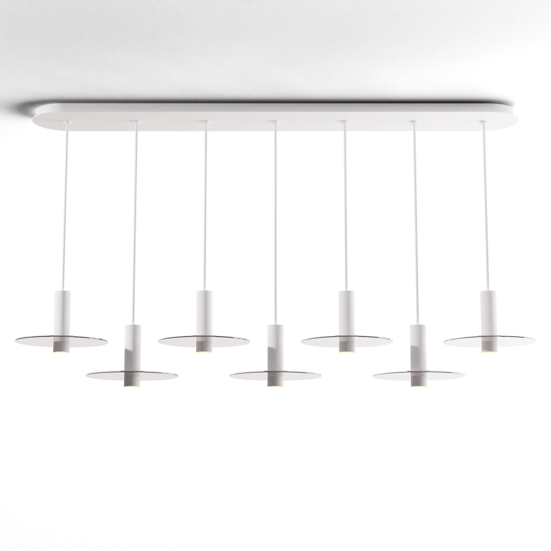 Combi LED 49 inch Matte White Pendant Ceiling Light in Clear Glass, Suspension / Flush Mount 2-in-1
