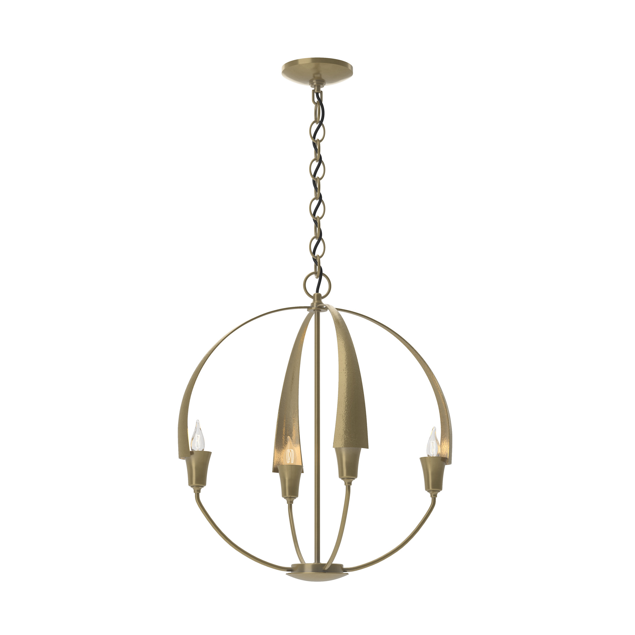 Cirque 4 Light 19 inch Modern Brass Chandelier Ceiling Light, Small