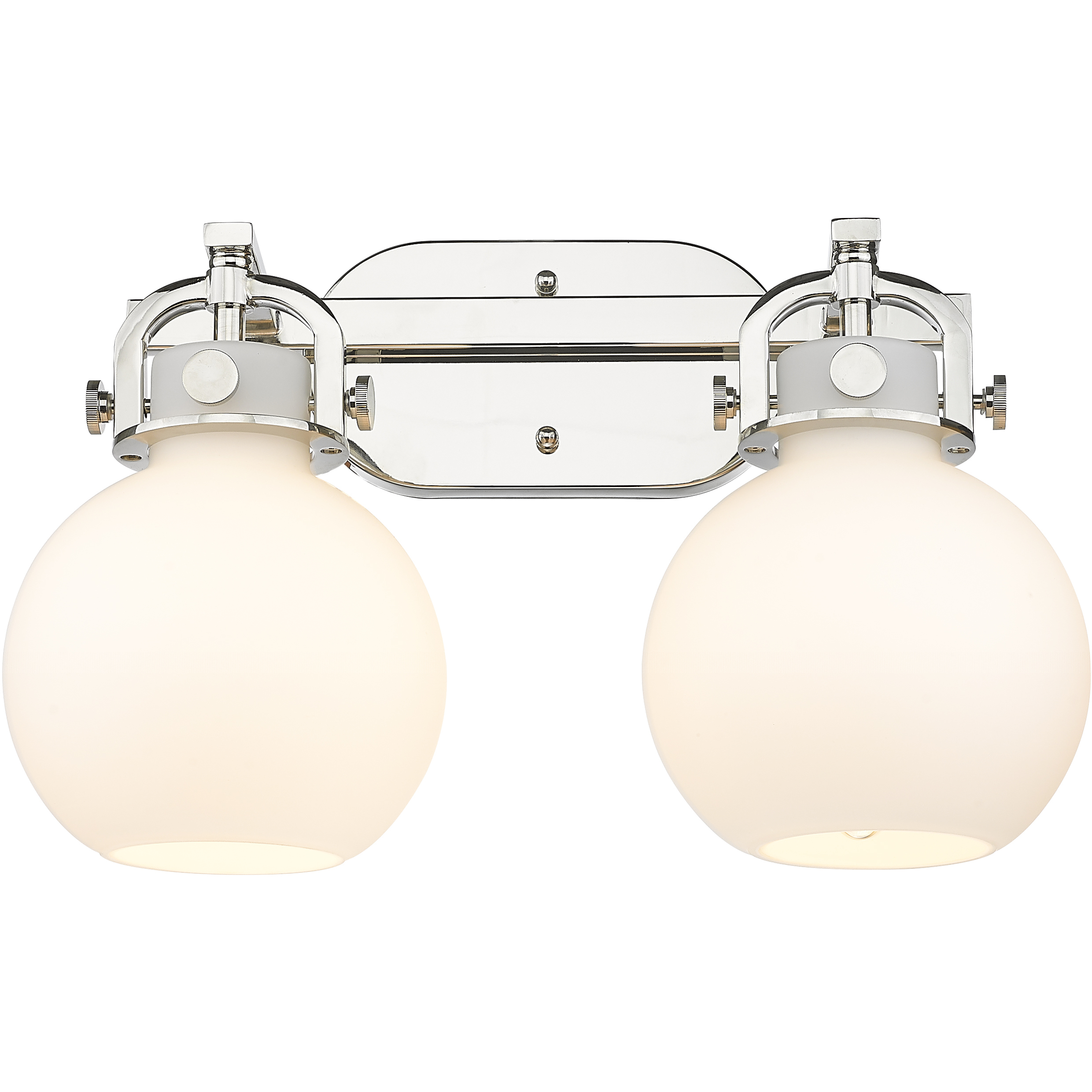 Newton Sphere 2 Light 17 inch Polished Nickel Bath Vanity Light Wall Light in Matte White Glass