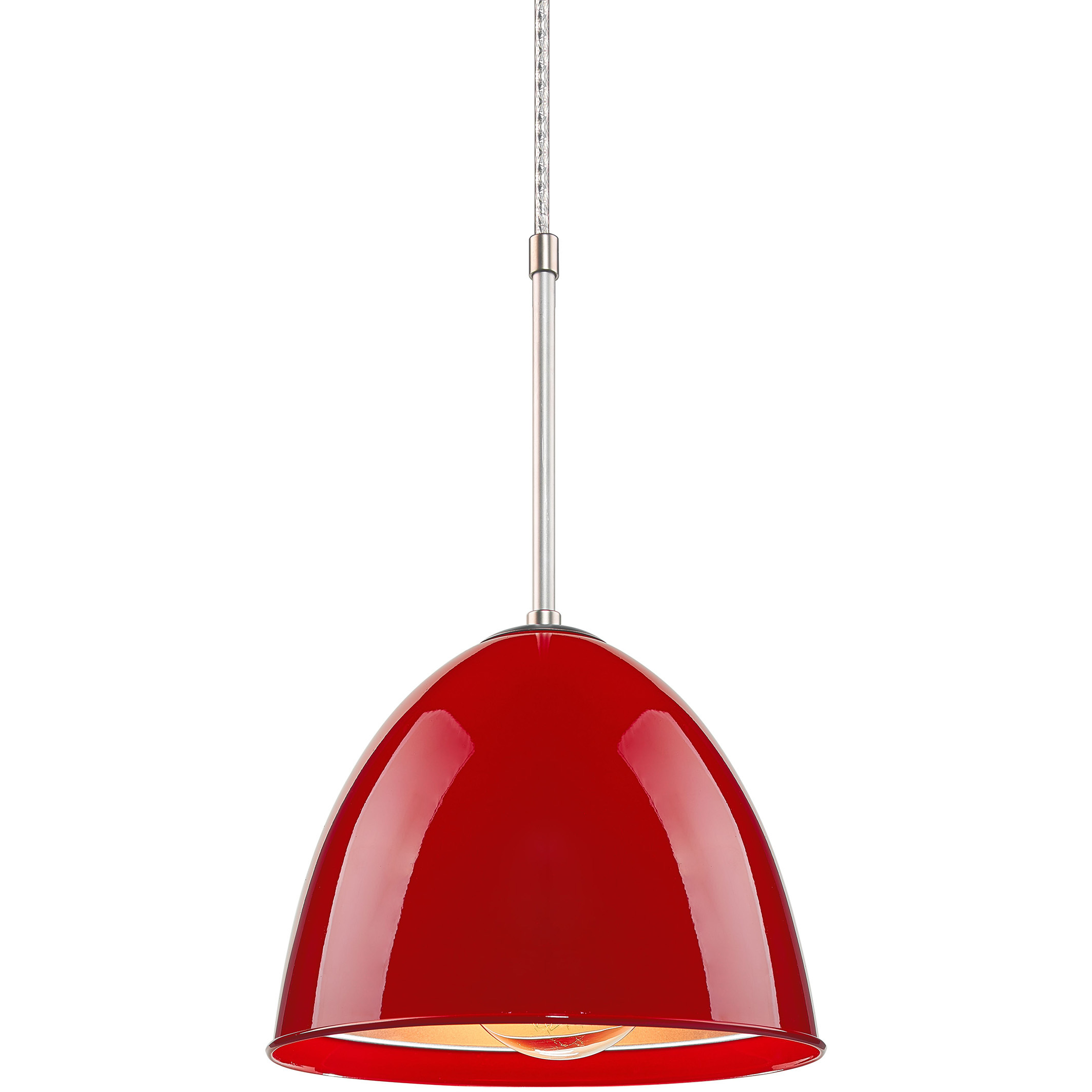 Classic 1 Light 9.6 inch Matte Chrome Large Pendant Ceiling Light in Gypsy Red