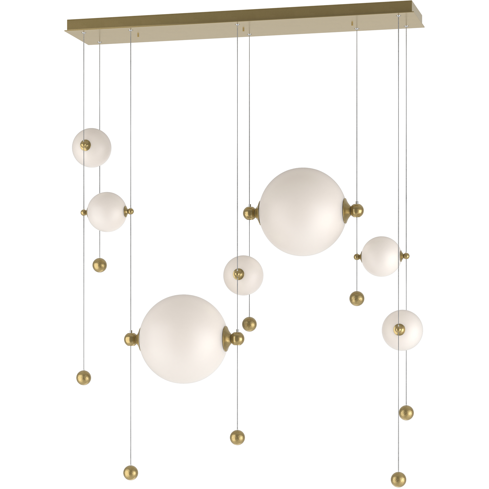 Abacus LED 49 inch Modern Brass Double Linear Pendant Ceiling Light in Opal, Double