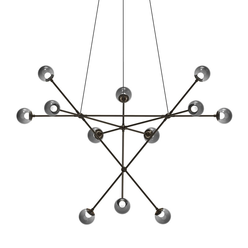 Proton LED 40 inch Polished Black Nickel Pendant Ceiling Light in Smoke Glass
