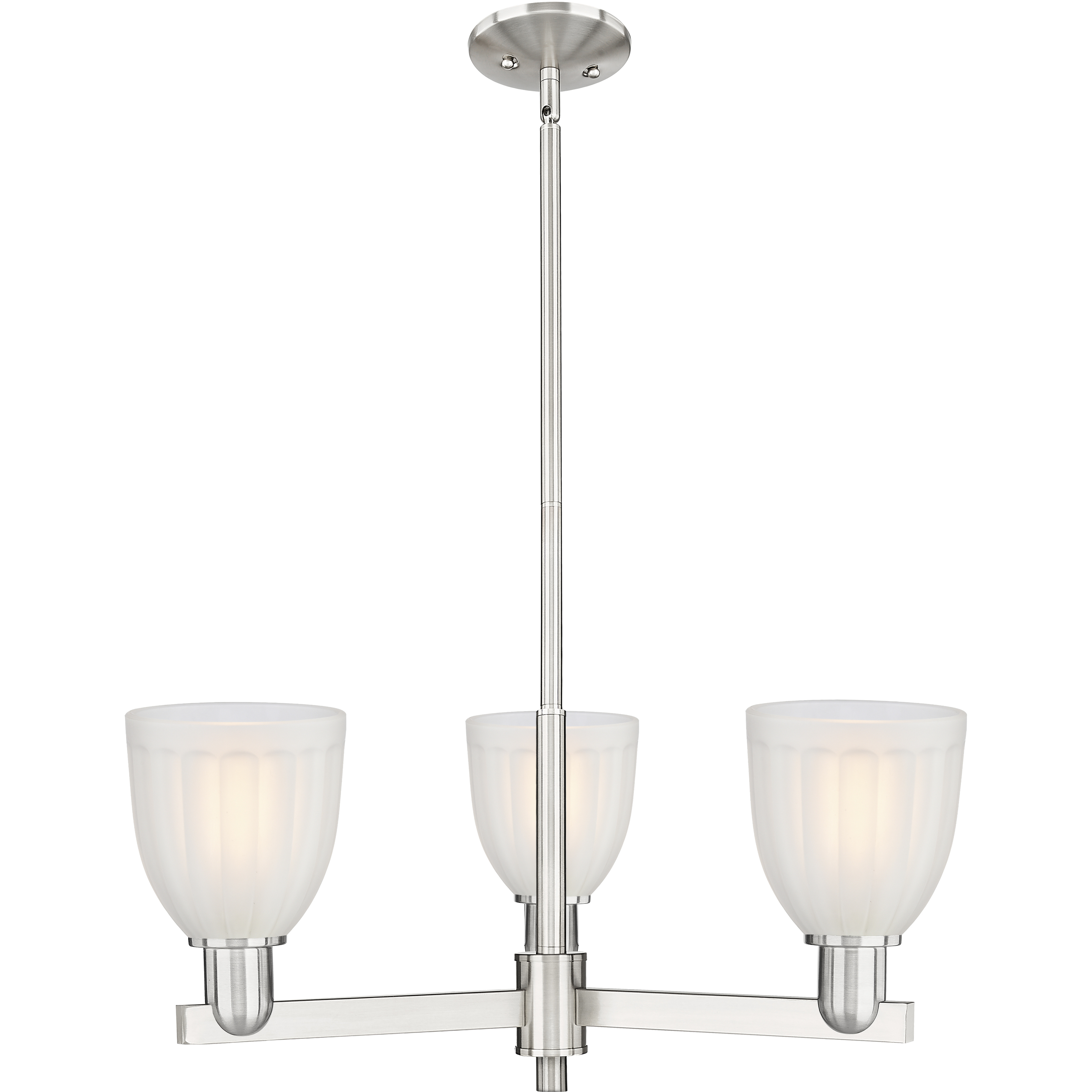 Arcadia Brookfield 3 Light 27.5 inch Satin Nickel Chandelier Ceiling Light