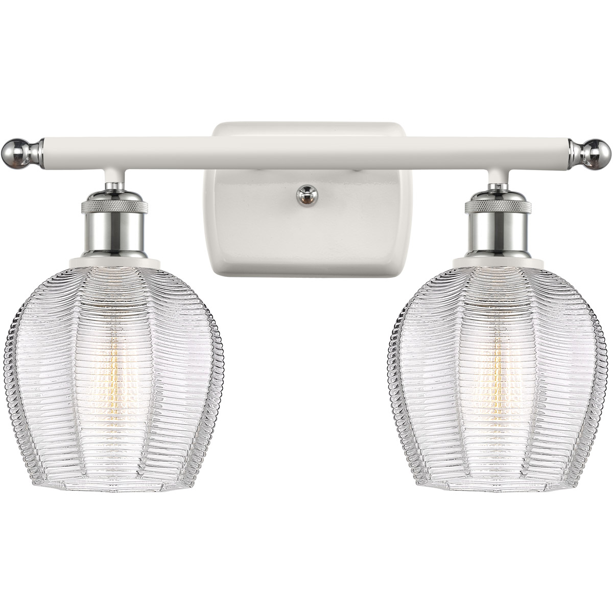 Ballston Norfolk 2 Light 16 inch White and Polished Chrome Bath Vanity Light Wall Light in Clear Glass