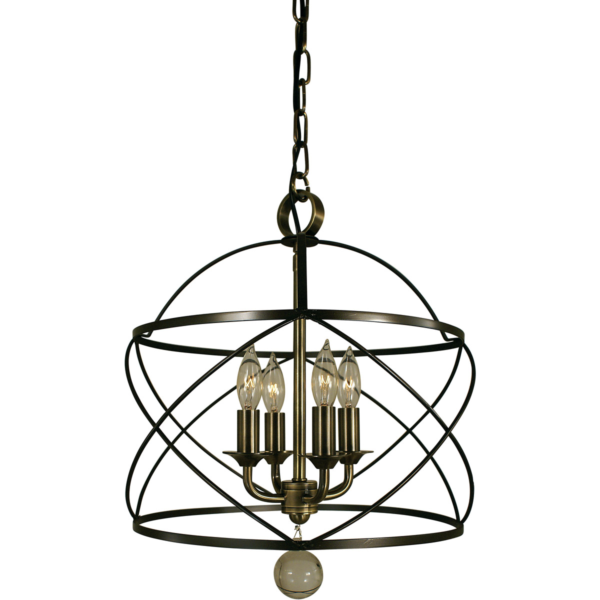 Nantucket 4 Light 13 inch Mahogany Bronze and Antique Brass Mini Chandelier Ceiling Light