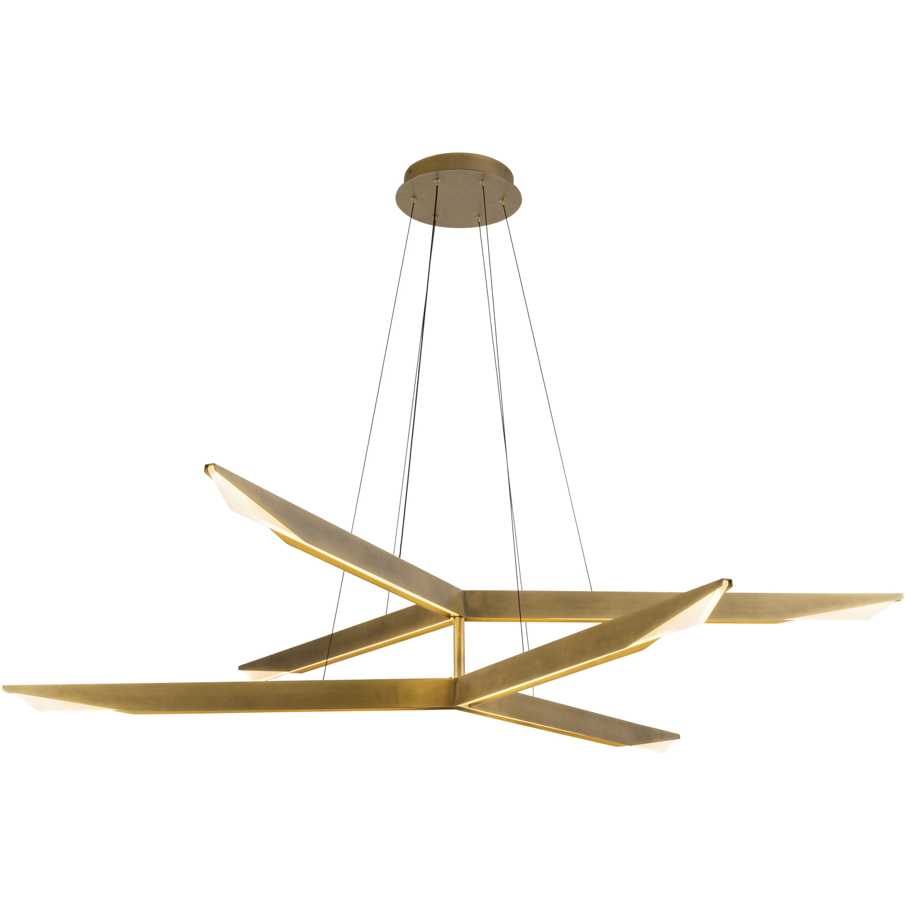 Tachi LED 42 inch Vintage Brass Chandelier Ceiling Light