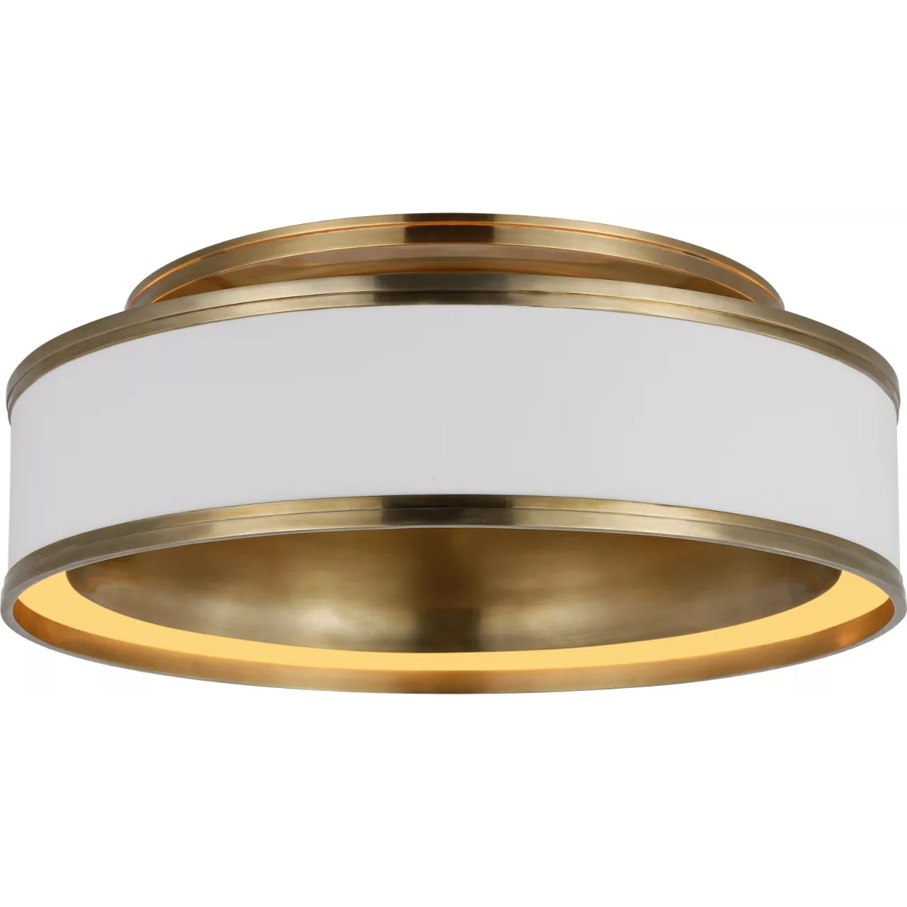 Chapman & Myers Connery LED 18 inch Matte White and Antique-Burnished Brass Flush Mount Ceiling Light