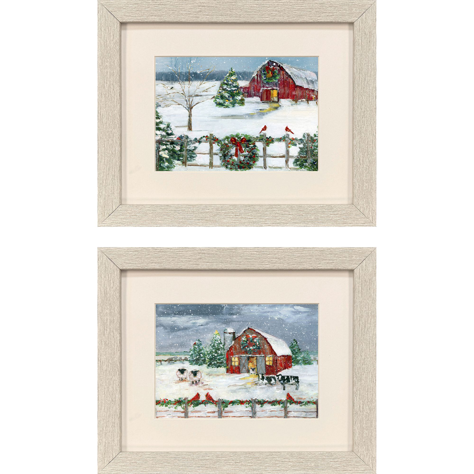 Winter Homestead Red and Multi and Blue and Green Framed Art, Propac
