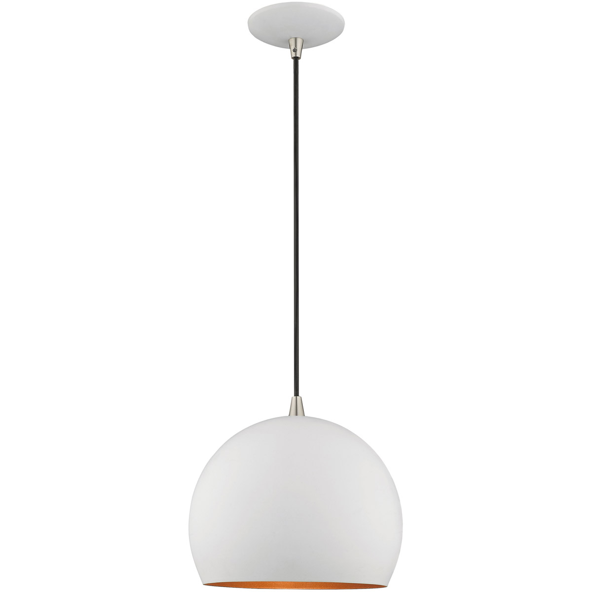 Metal Shade Mini Pendants 1 Light 10 inch White Mini Pendant Ceiling Light