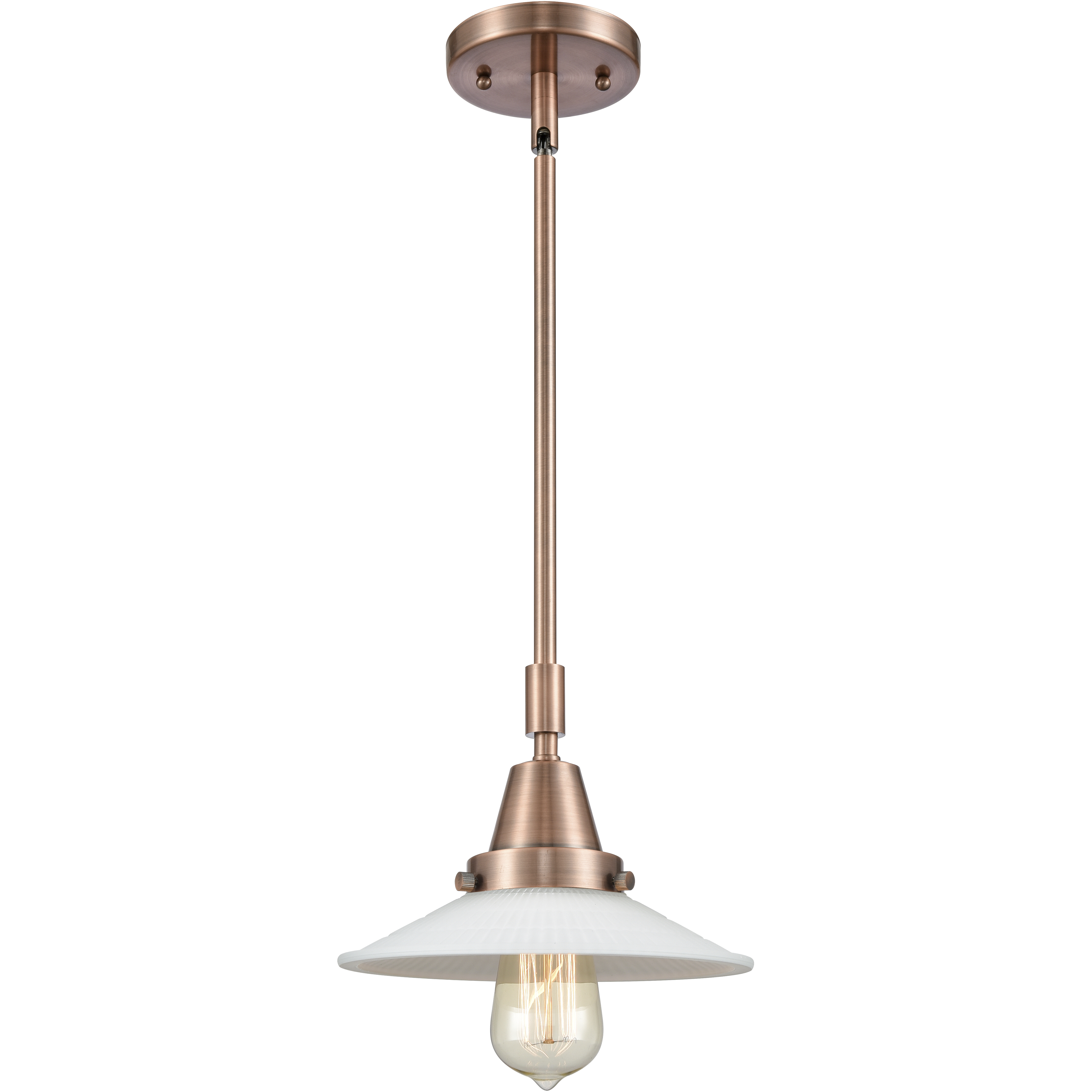 Franklin Restoration Halophane 1 Light 9 inch Antique Copper Mini Pendant Ceiling Light in Matte White Halophane Glass