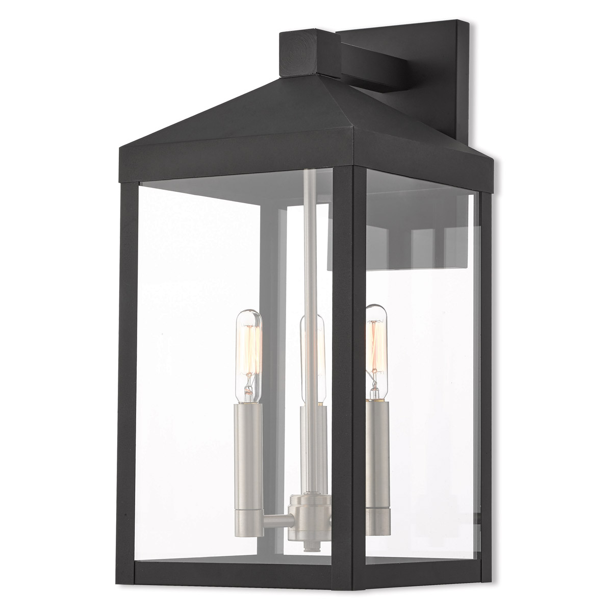 Nyack 3 Light 17.5 inch Black Outdoor Wall Lantern