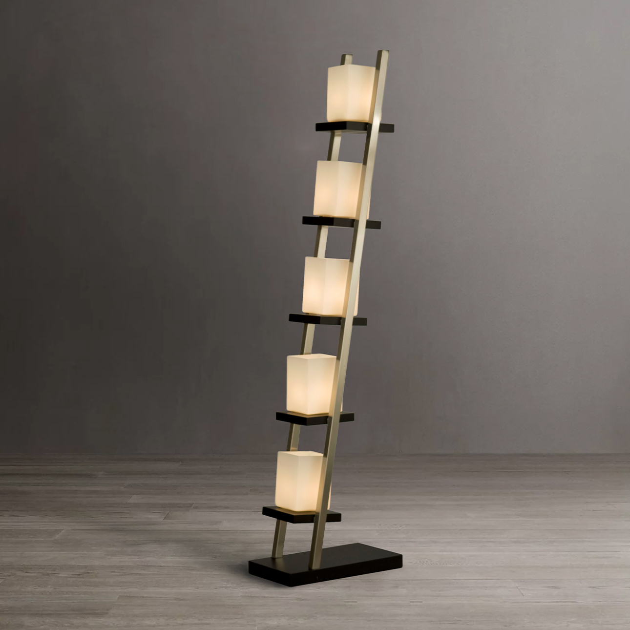 Escalier 61 inch 9 watt Espresso and Brushed Nickel Floor Lamp Portable Light