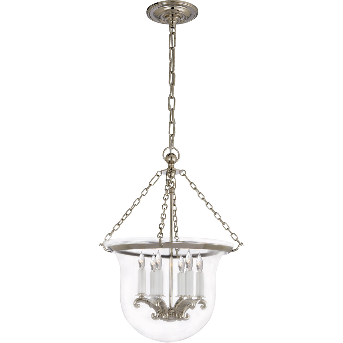 Chapman & Myers Country Bell Jar 6 Light 15.5 inch Polished Nickel Lantern Pendant Ceiling Light, Medium