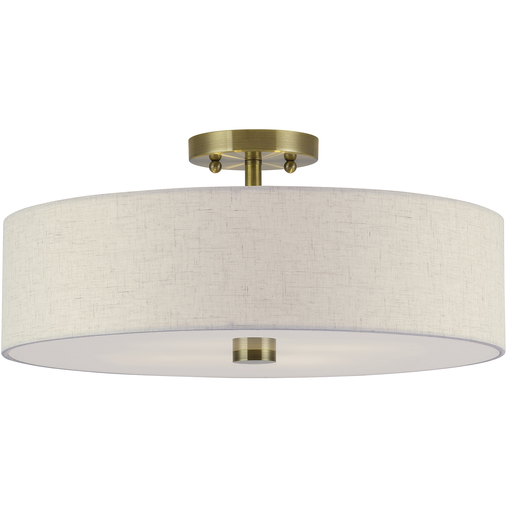 Monroe 4 Light 18 inch Antique Brass Large Semi-Flush Ceiling Light, Large