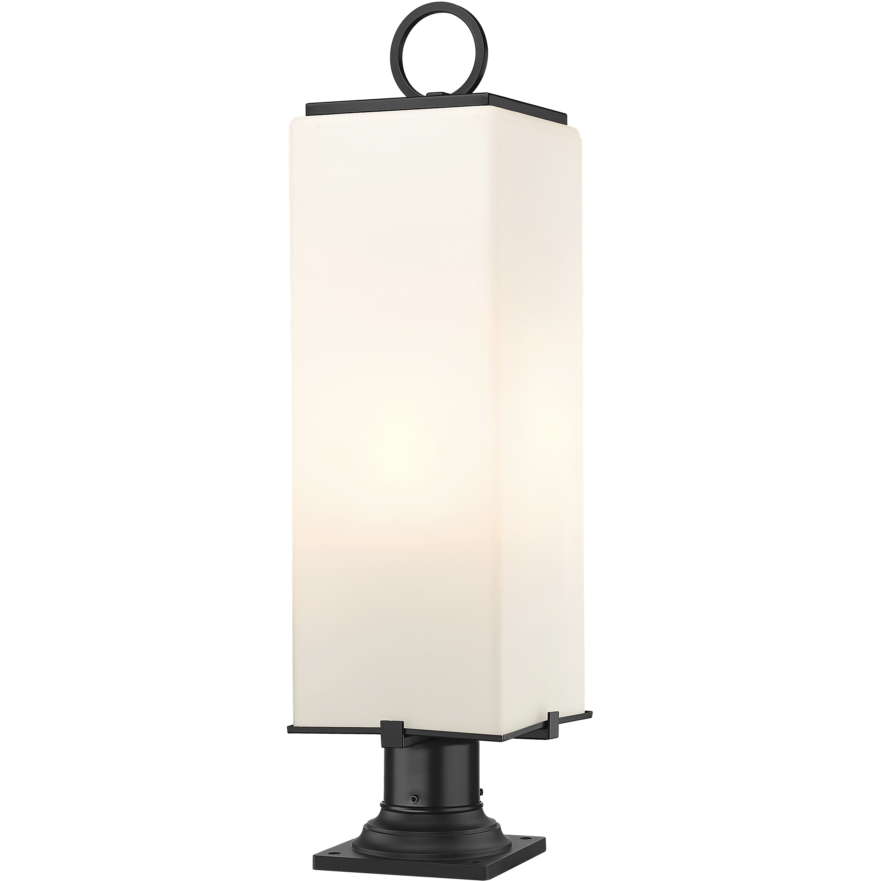 Sana 3 Light 28.5 inch Black Outdoor Pier Mounted Fixture in White Opal Glass