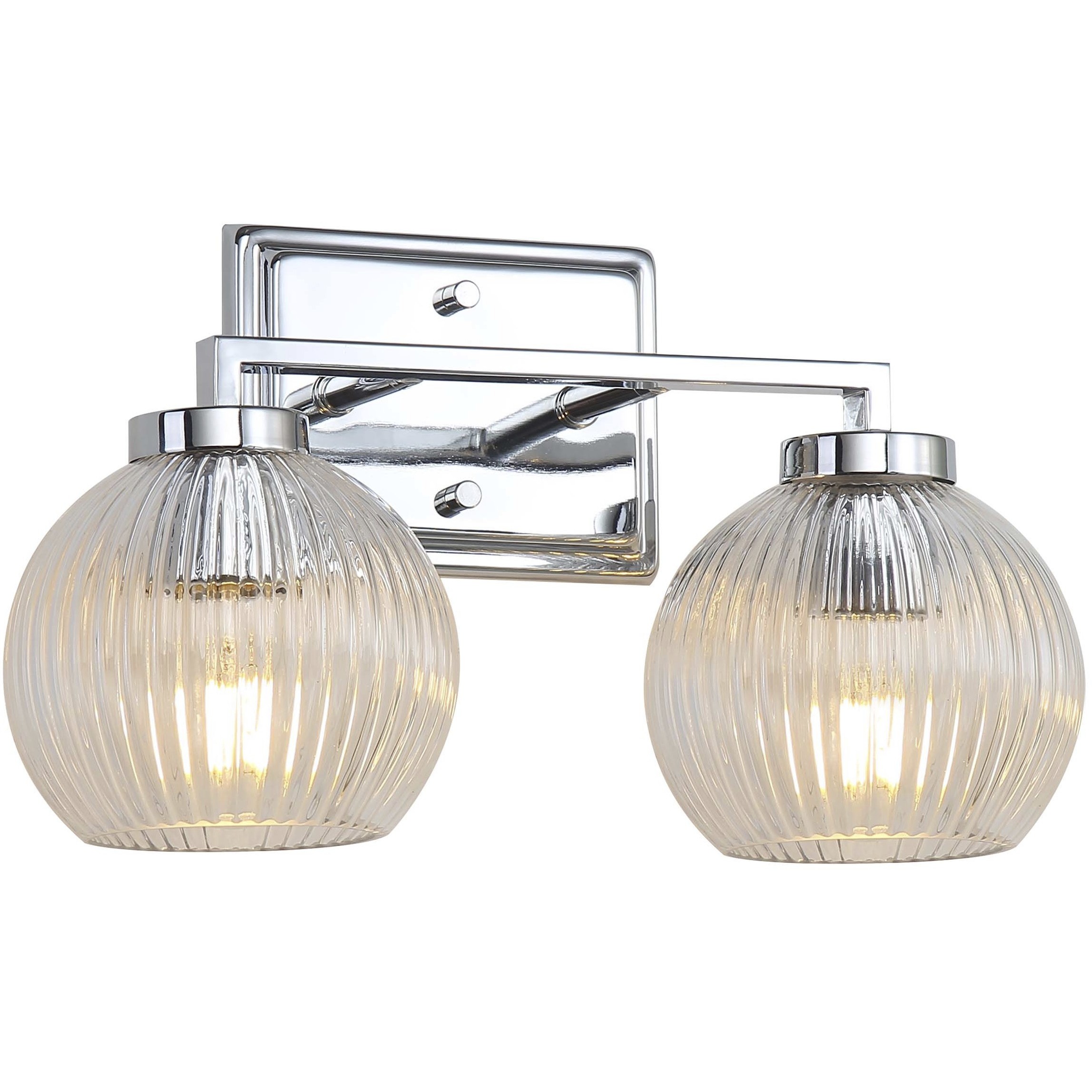 Golden Lighting 3094-BA2 CH-RIB Yep Elliott Vanity Wall Light in Chrome ...
