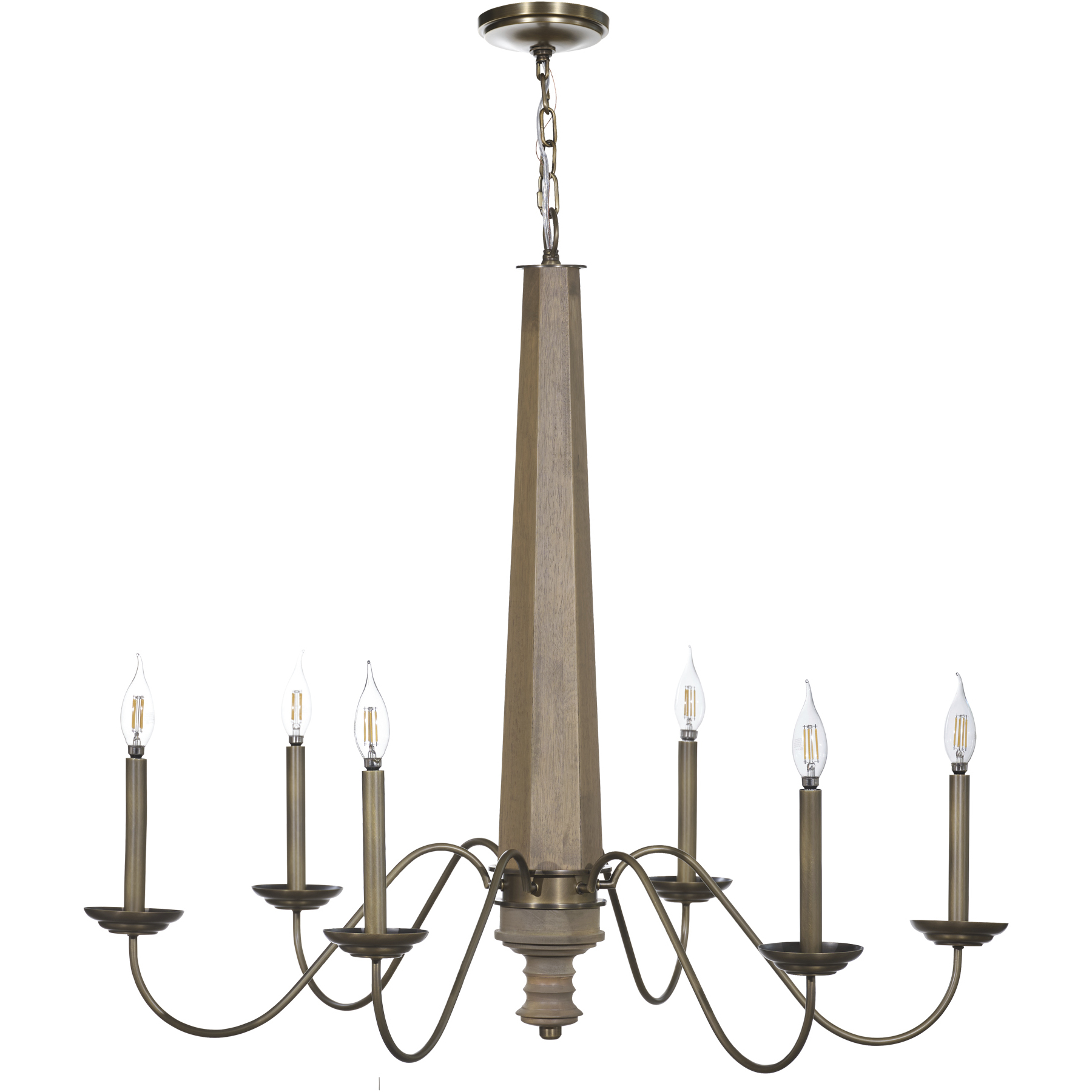 Dinner at 6 Light 38 inch Heritage Bronze and White Oak Chandelier Ceiling Light