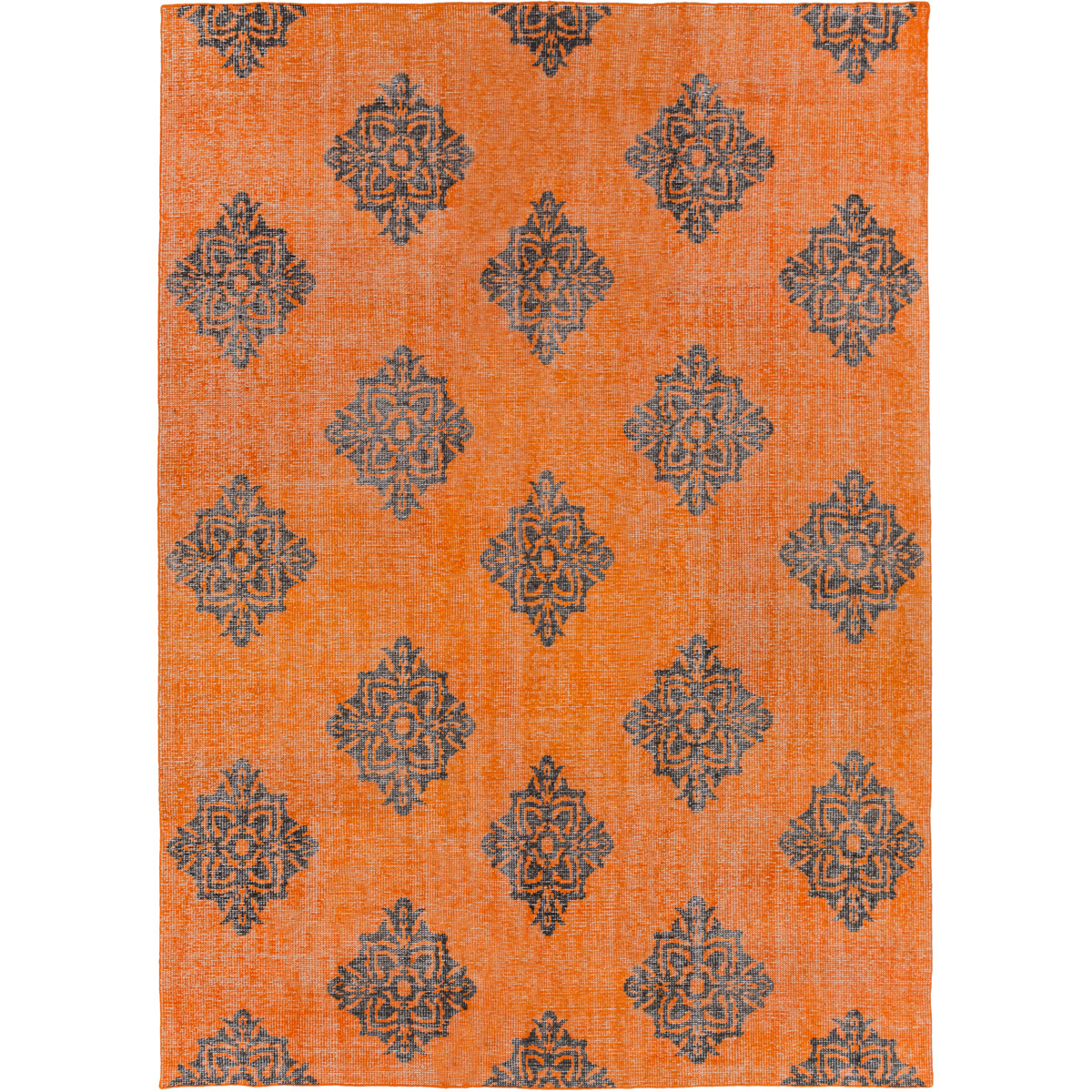 Zahra 132 X 96 inch Orange and Black Area Rug, Wool