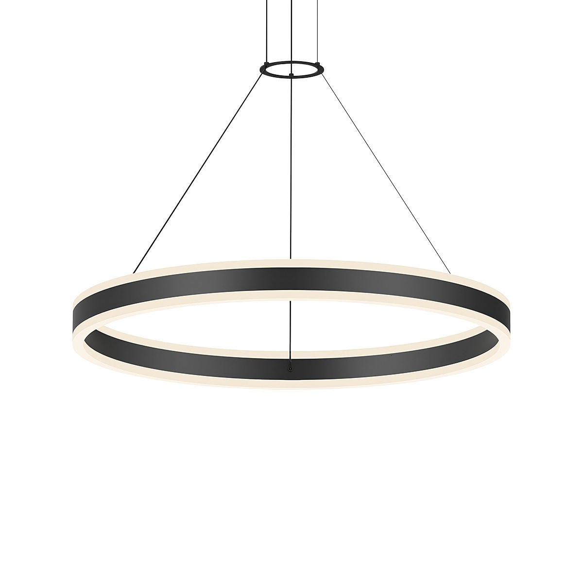 Double Corona LED 31.5 inch Satin Black Pendant Ceiling Light in Standard Suspension