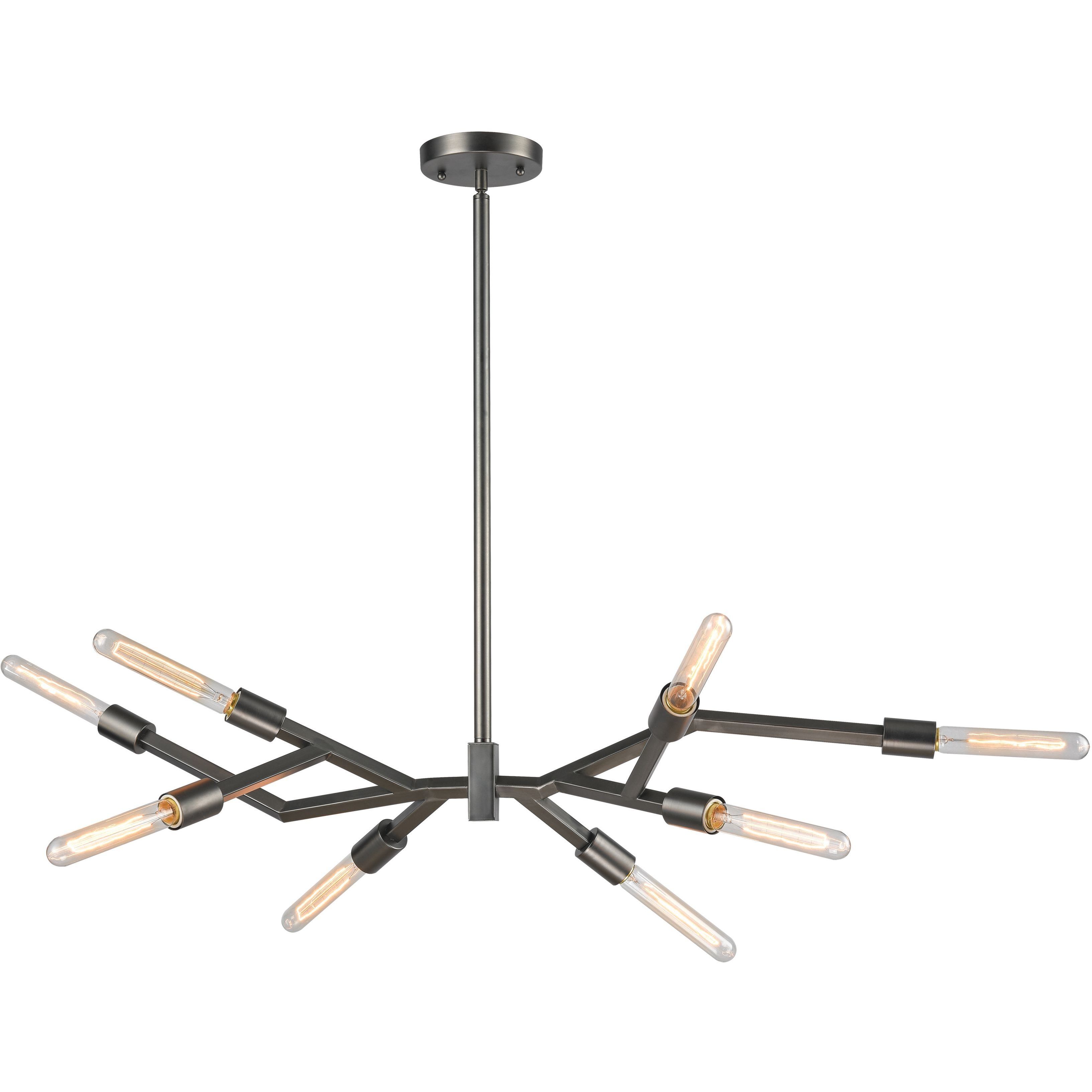 Free Form 8 Light 38 inch Graphite Chandelier Ceiling Light