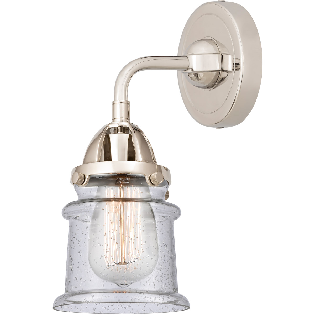 Nouveau 2 Small Canton 1 Light 5 inch Polished Nickel Sconce Wall Light in Seedy Glass