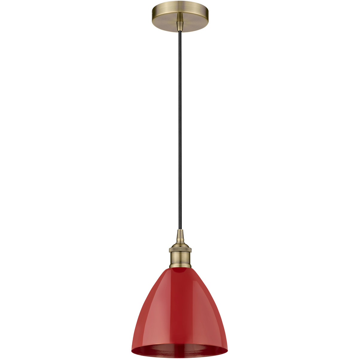 Edison Plymouth Dome 1 Light 8 inch Antique Brass Mini Pendant Ceiling Light