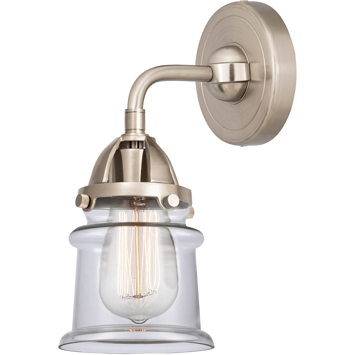Nouveau 2 Small Canton 1 Light 5.25 inch Brushed Satin Nickel Sconce Wall Light in Clear Glass