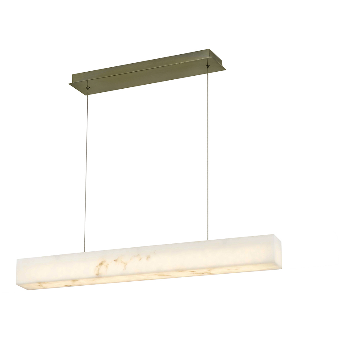 LumenAria Collection - Medley Family 36 inch Brushed Brass and Faux Alabaster Resin Linear Pendant Ceiling Light in 3.5" D x 36" W x 3.5" H, EVOLV
