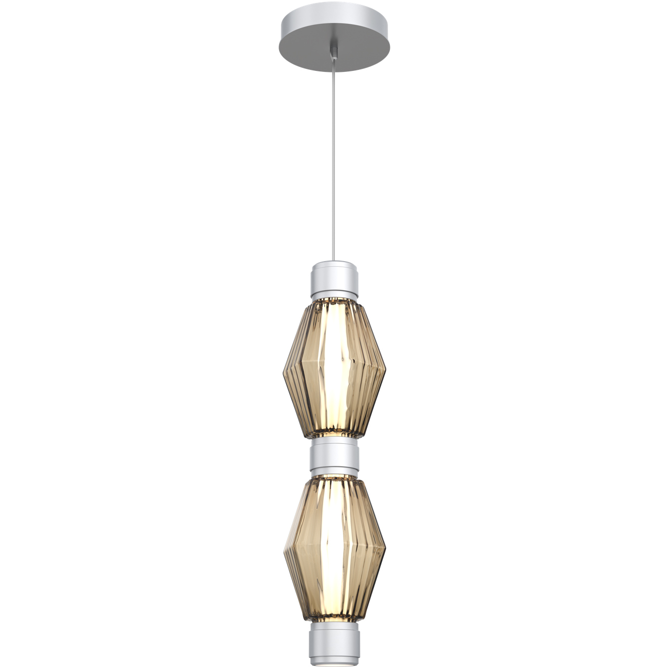Aalto Mandrel LED Classic Silver Pendant Ceiling Light in 3000K LED, Optic Rib Bronze