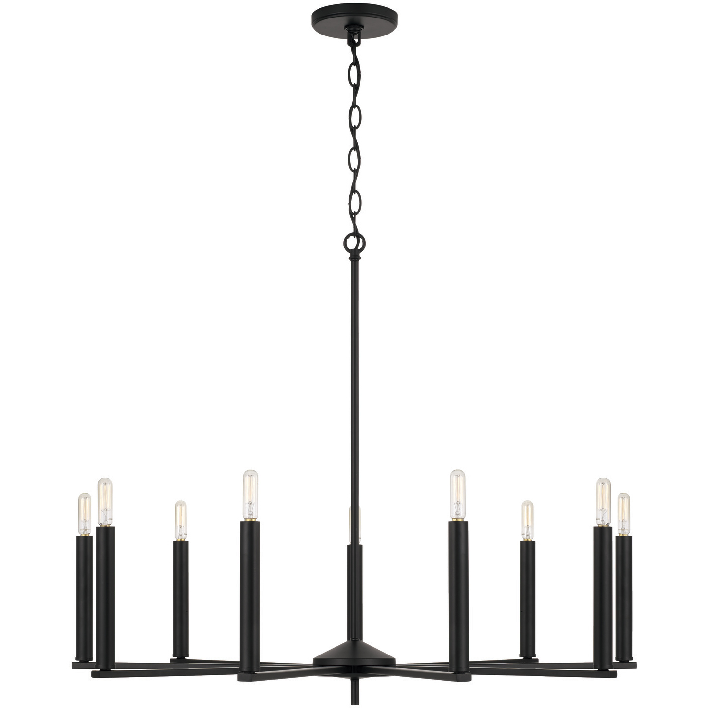 Portman 9 Light 34 inch Matte Black Chandelier Ceiling Light