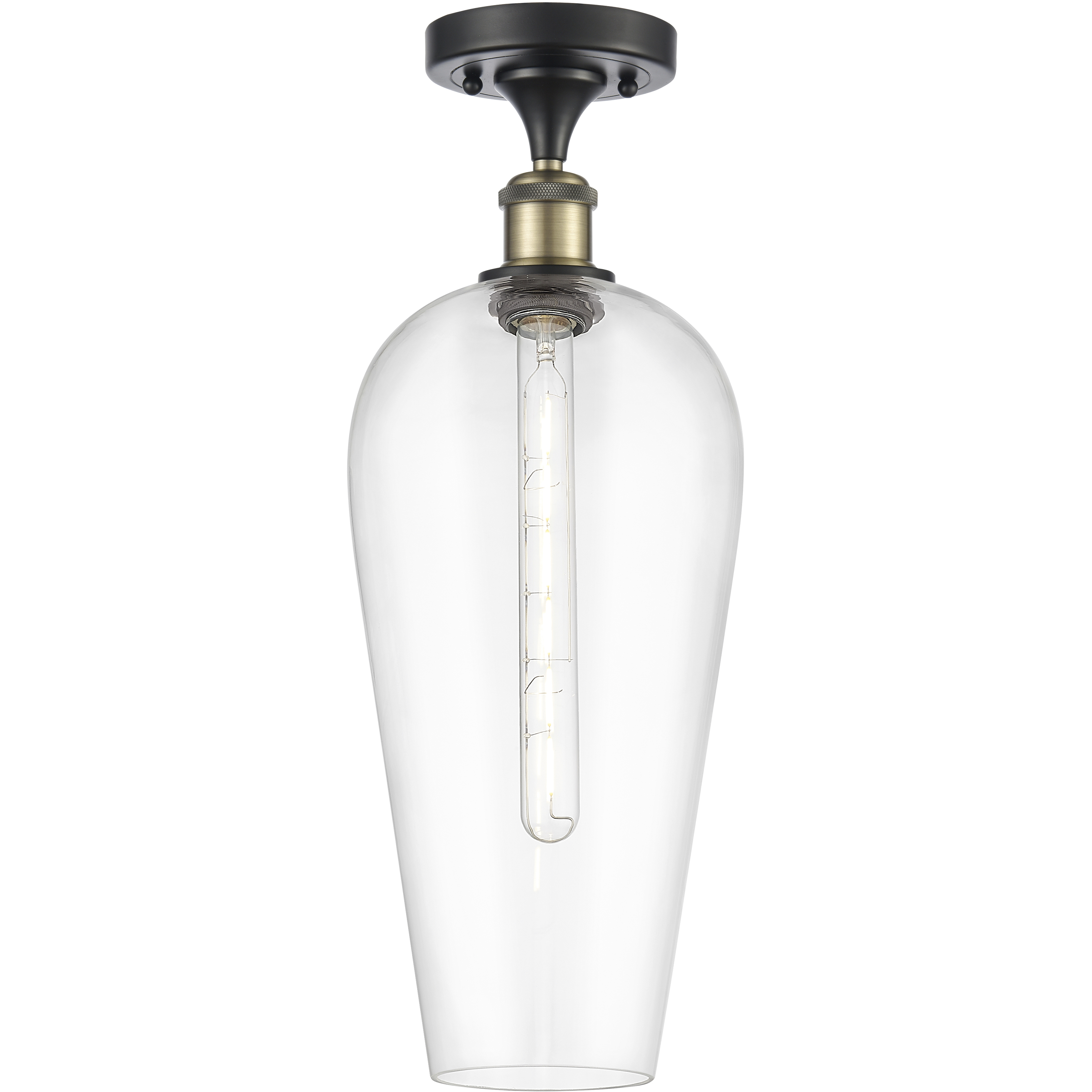 Ballston Chelsea 1 Light 8 inch Black Antique Brass Semi-Flush Mount Ceiling Light in Clear