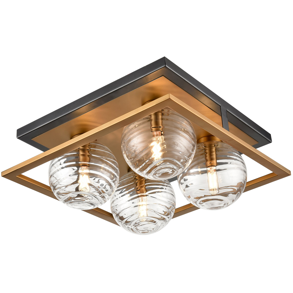 Tropea 4 Light 15.5 inch Brass And Graphite Flush Mount Ceiling Light