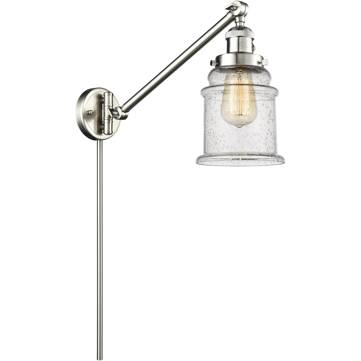 Canton 35 inch 3.50 watt Satin Nickel Swing Arm Wall Light, Franklin Restoration