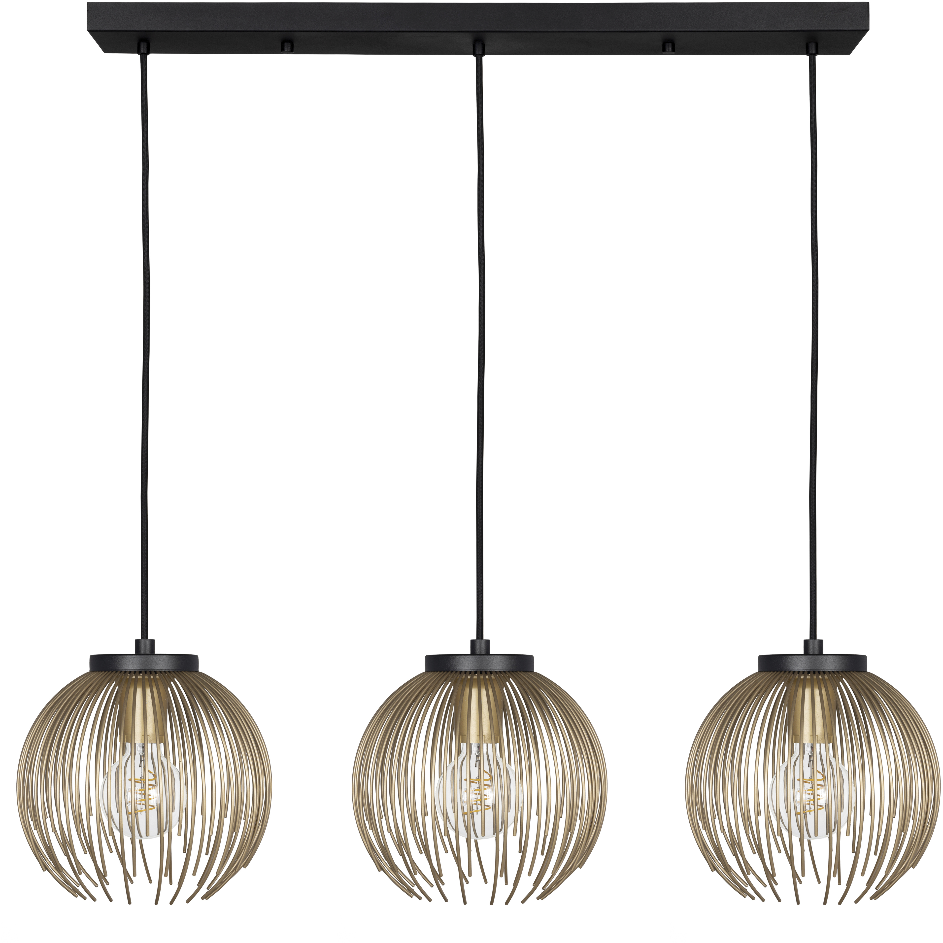 Venezuela 3 Light 9.33 inch Gold and Black Pendant Ceiling Light